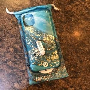 Teal, glitter loopy case for iPhone 11